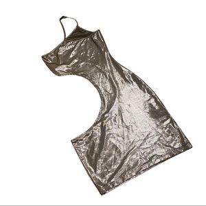 Prix Metallic Grey Mini Dress with cut out :)